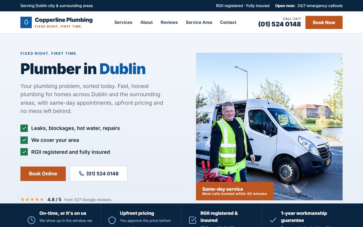 Live preview of the Copperline Plumbing website