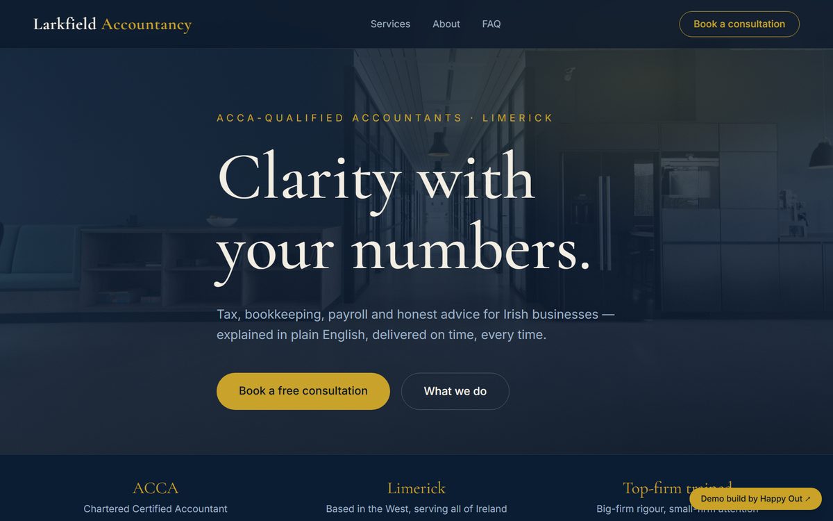 Live preview of the Larkfield Accountancy website