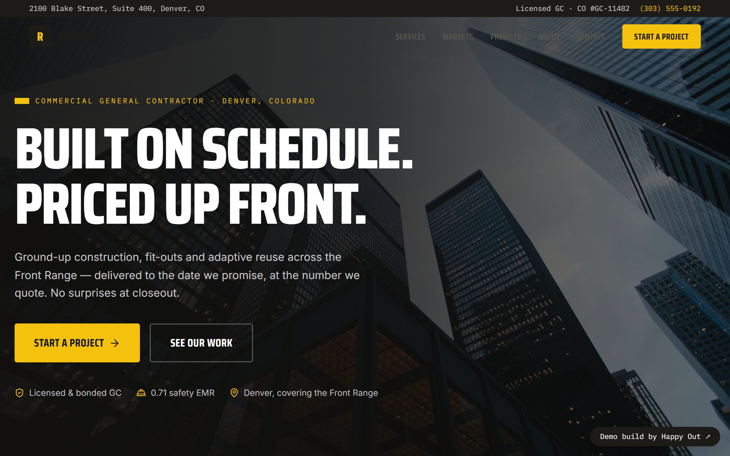 Live preview of the Rampart Commercial Construction website